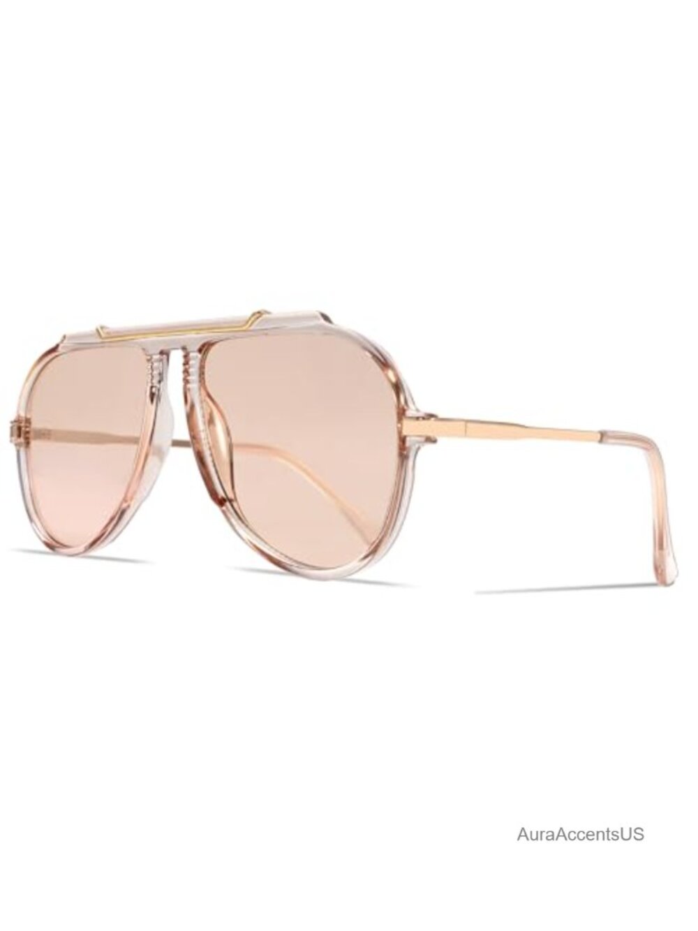 Oversized Aviator Sunglasses Gold Top Bar Retro 70s UV400